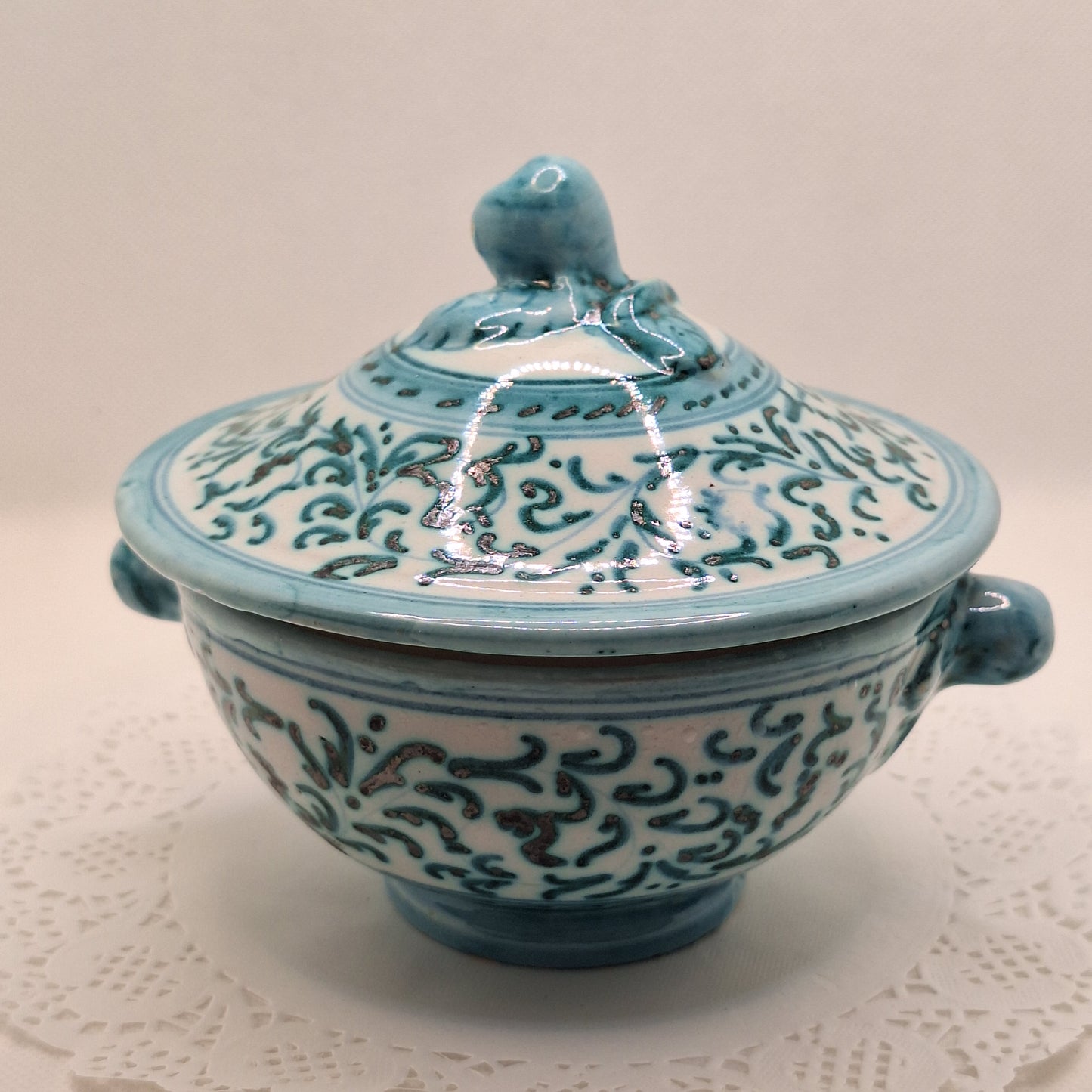 Vintage Deruta Pottery 6 oz Lidded Dish Wood Wick Candles
