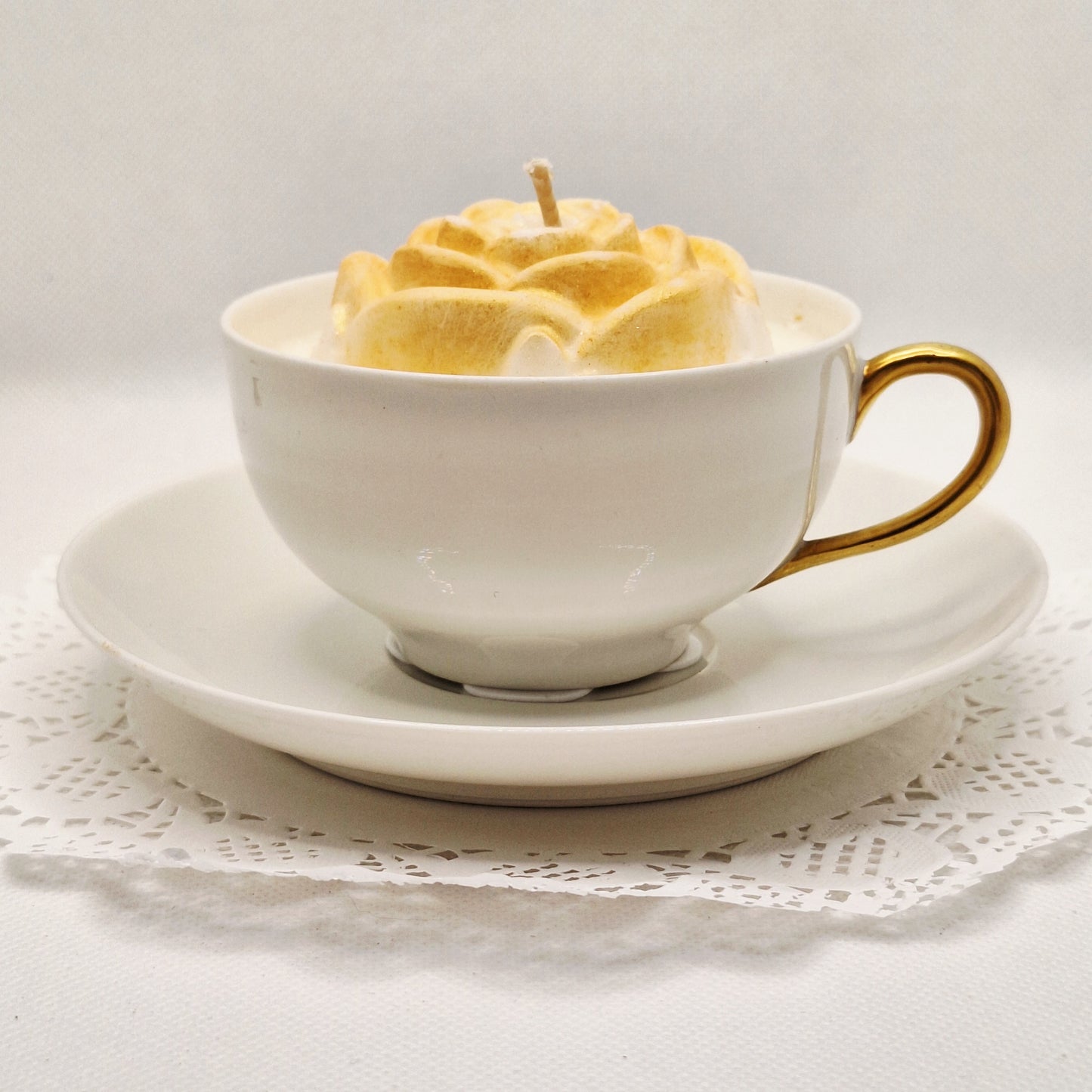 Vintage Haviland 6 oz Molded Teacup and Saucer Candle