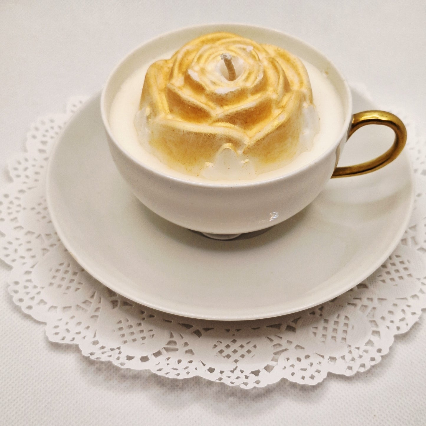 Vintage Haviland 6 oz Molded Teacup and Saucer Candle