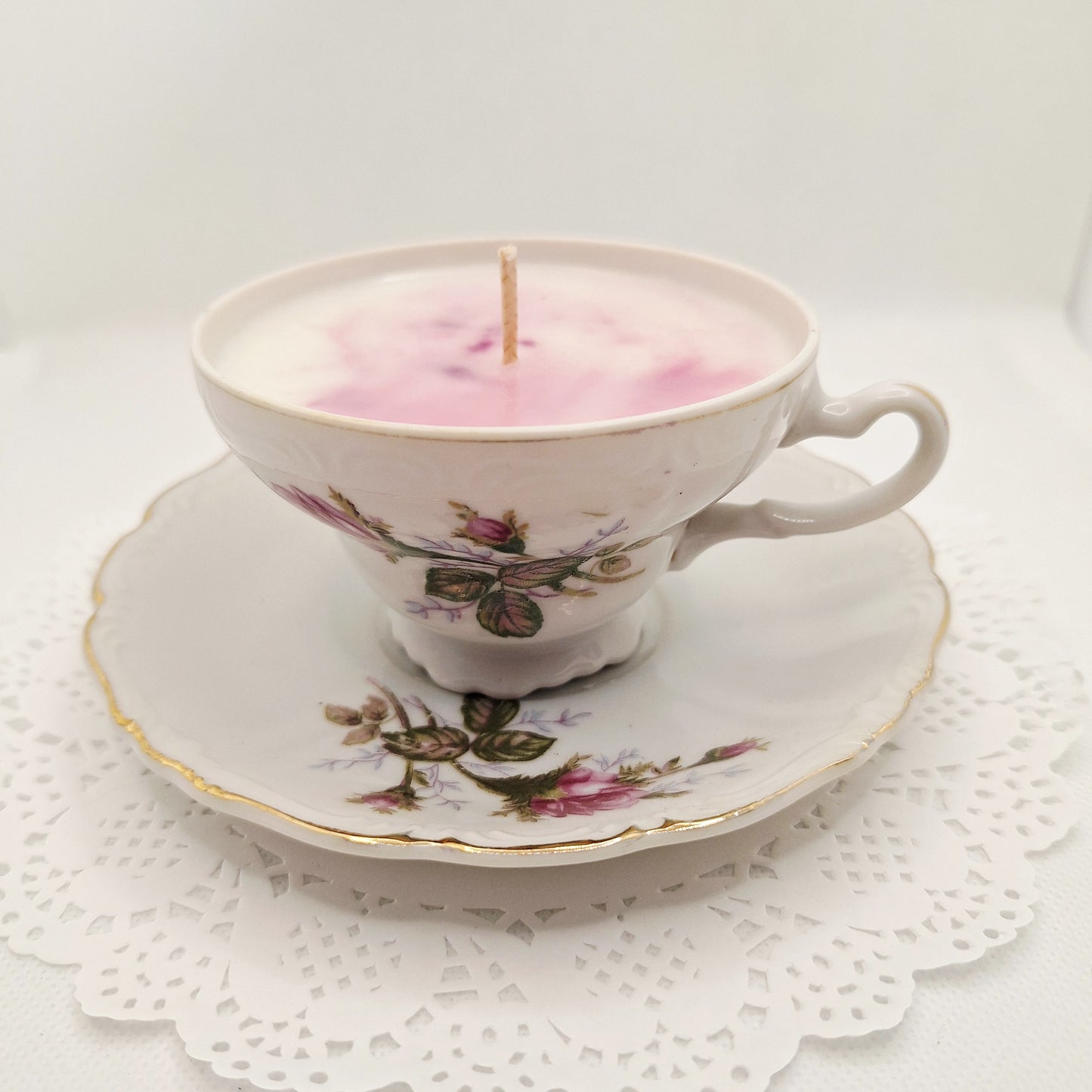 Japanese Rose 4 oz Teacup and Saucer Candles