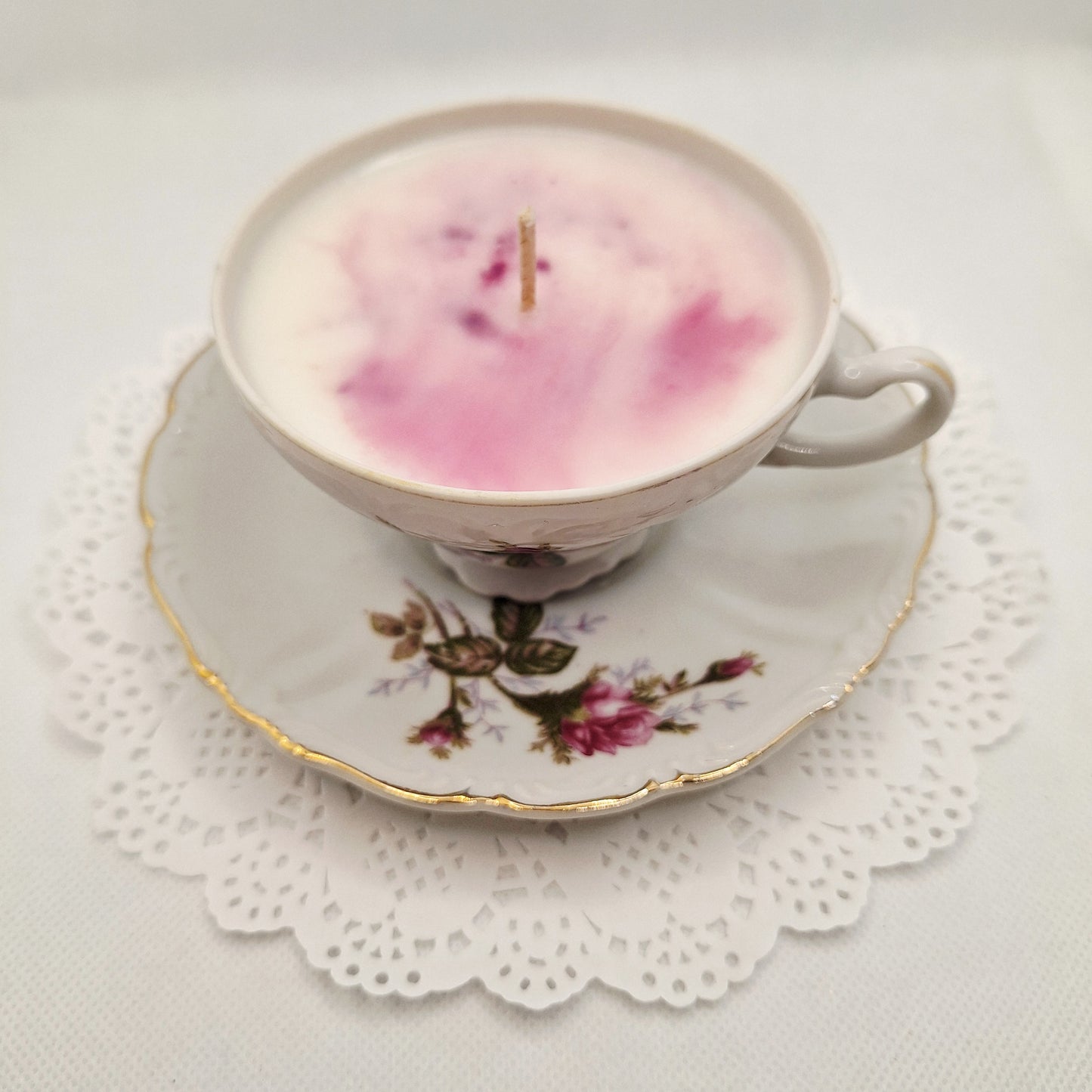 Japanese Rose 4 oz Teacup and Saucer Candles
