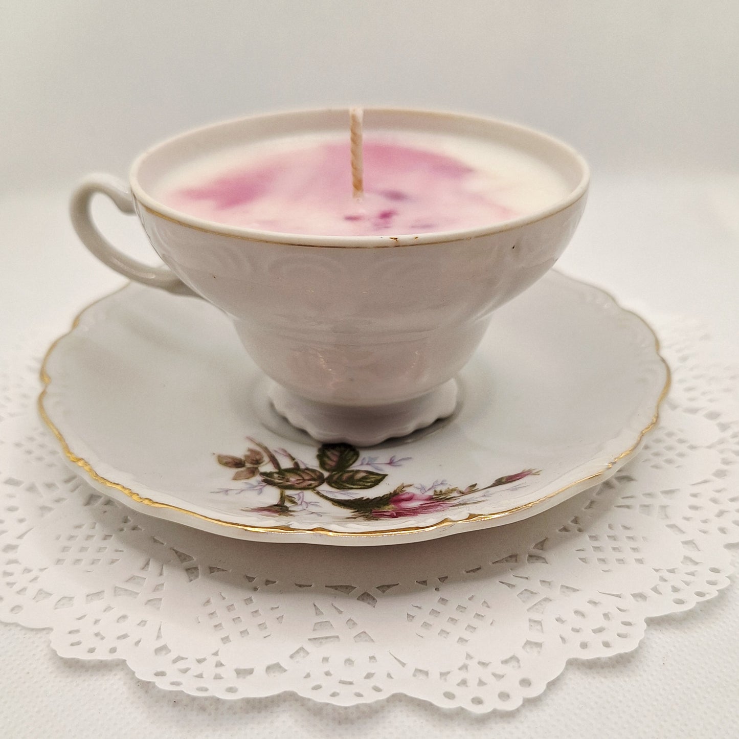 Japanese Rose 4 oz Teacup and Saucer Candles