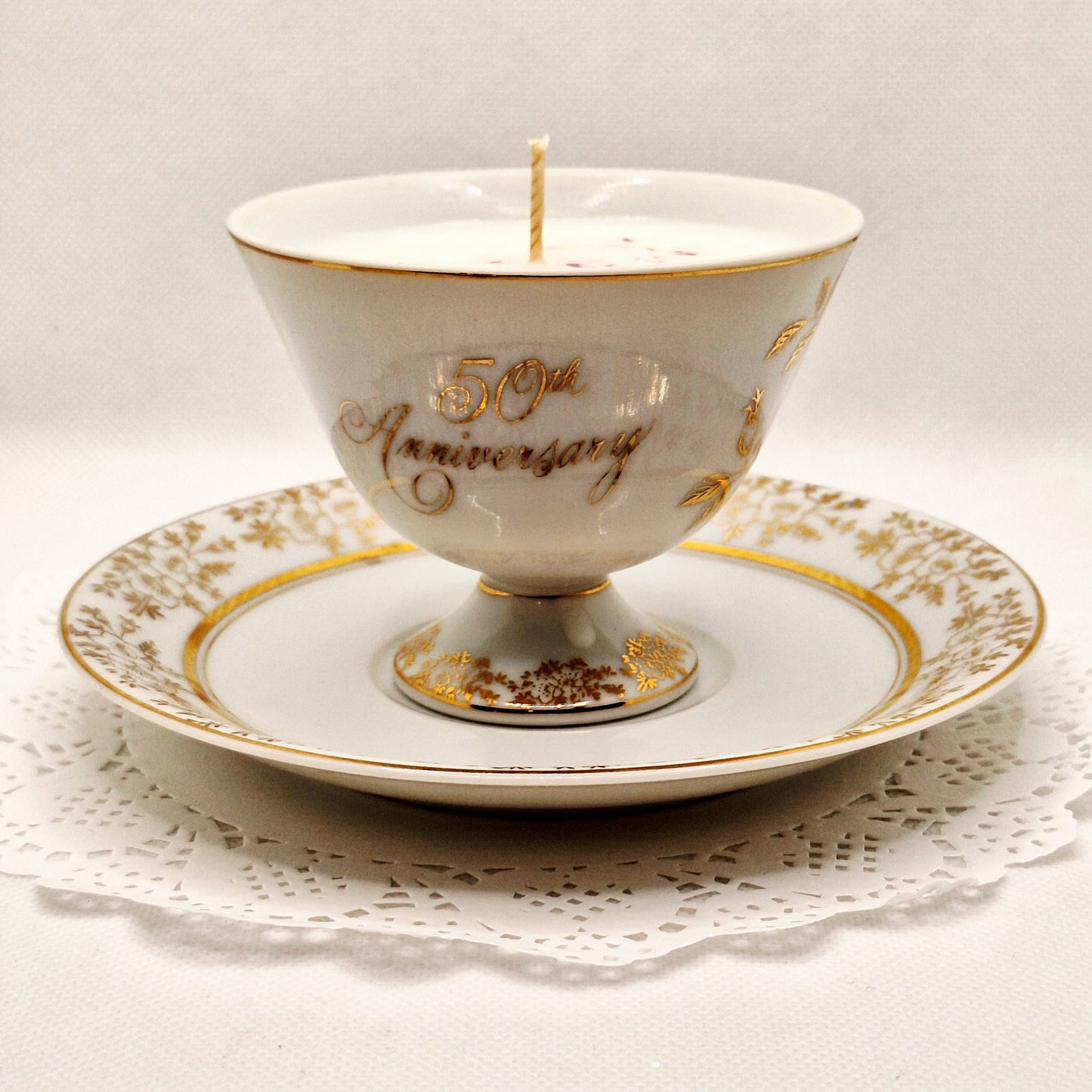 50th Anniversary Teacup and Saucer Candle