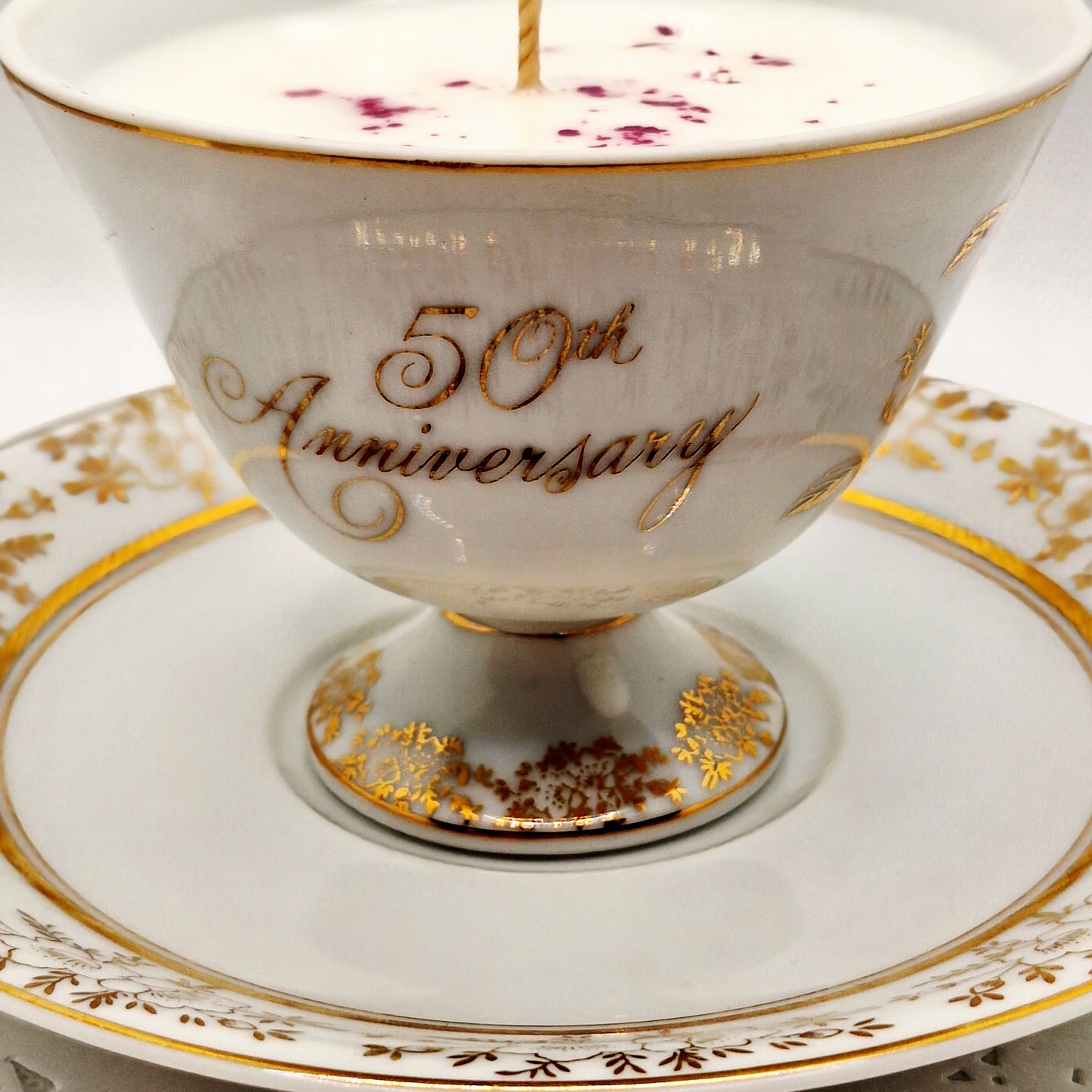 50th Anniversary Teacup and Saucer Candle