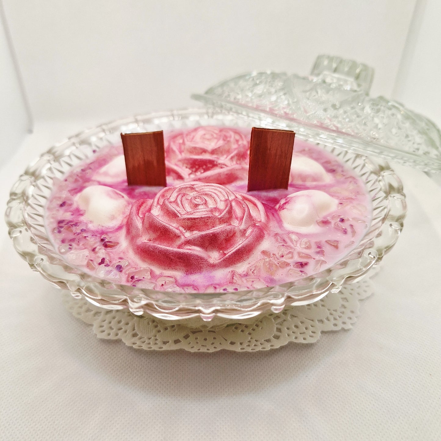 Vintage Fleur de Lis Spade and Heart Dish Candles