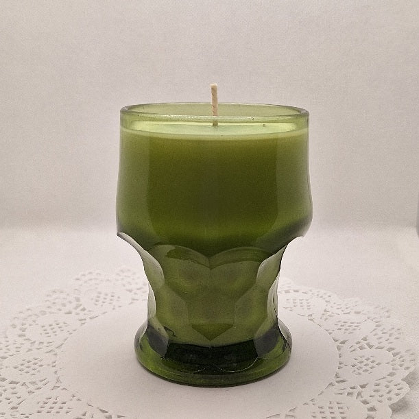 Anchor Hocking Georgian Honeycomb Avocado Green Soy Wax Candle