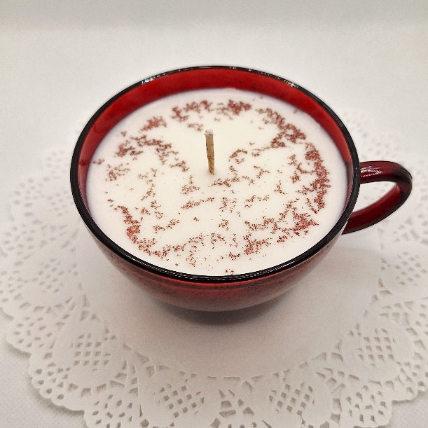 Ruby Red Glass Teacup Soy Wax Candle