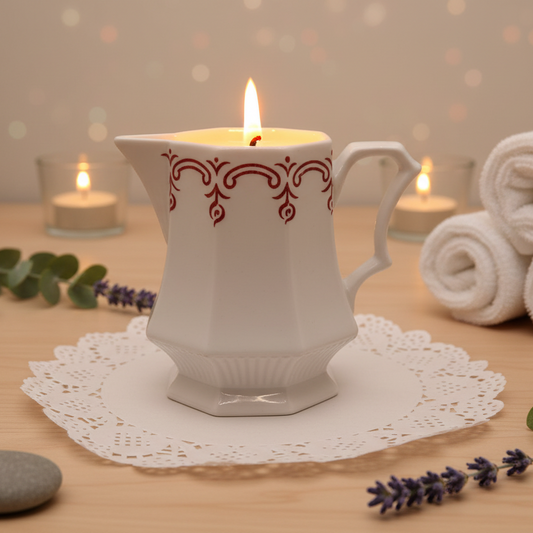 Independence Ironstone Castleton Creamer Cup Massage Oil Candle