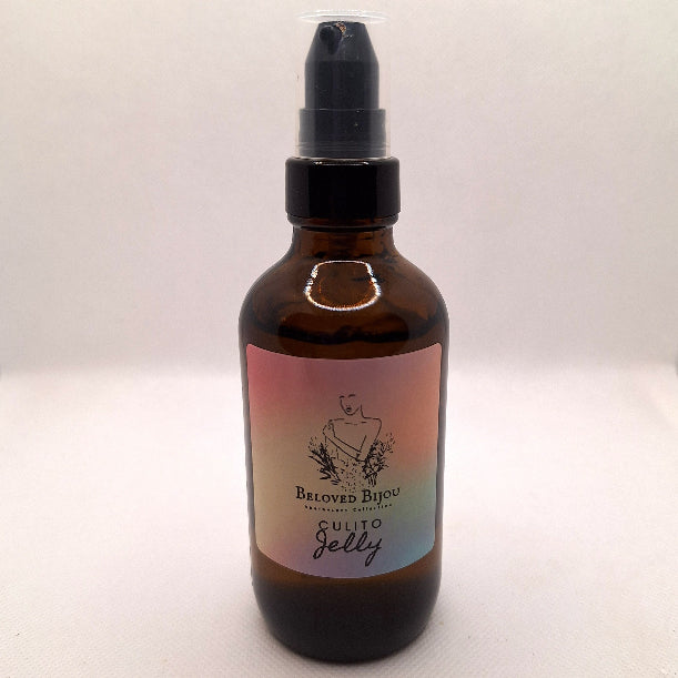 Brown glass bottle with a label on a white background