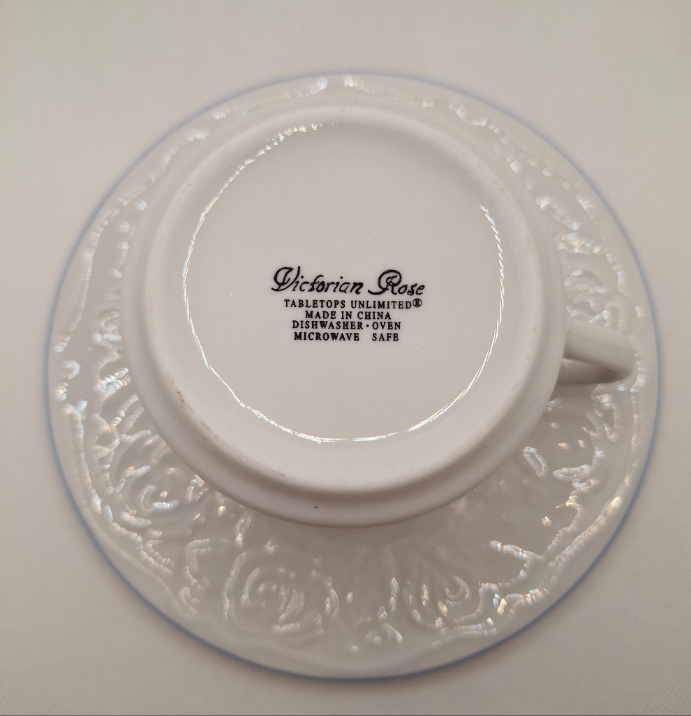 Tabletops Unlimited Victorian Rose 8 oz Teacup and Saucer Candles