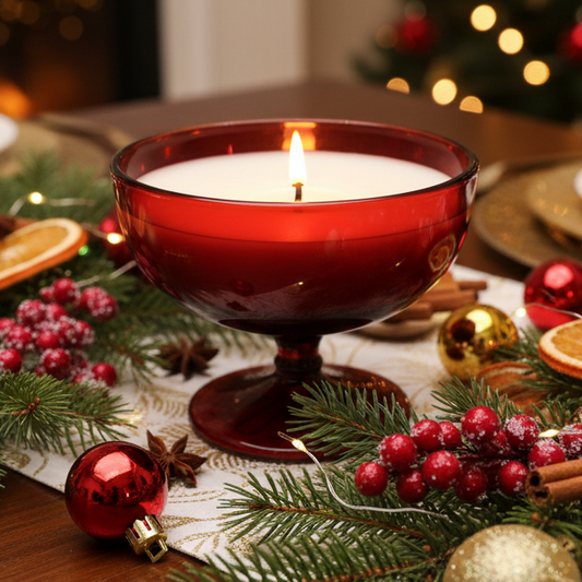 Red Ruby Glass Soy Wax Candle