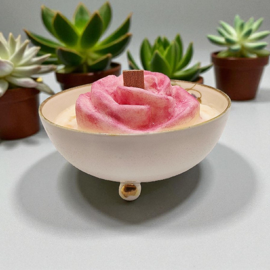 Vintage Nippon 7 oz Molded Dish Wood Wick Candle