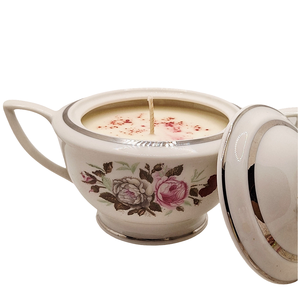 Vintage Embassy China 9 oz Lidded Dish Candle