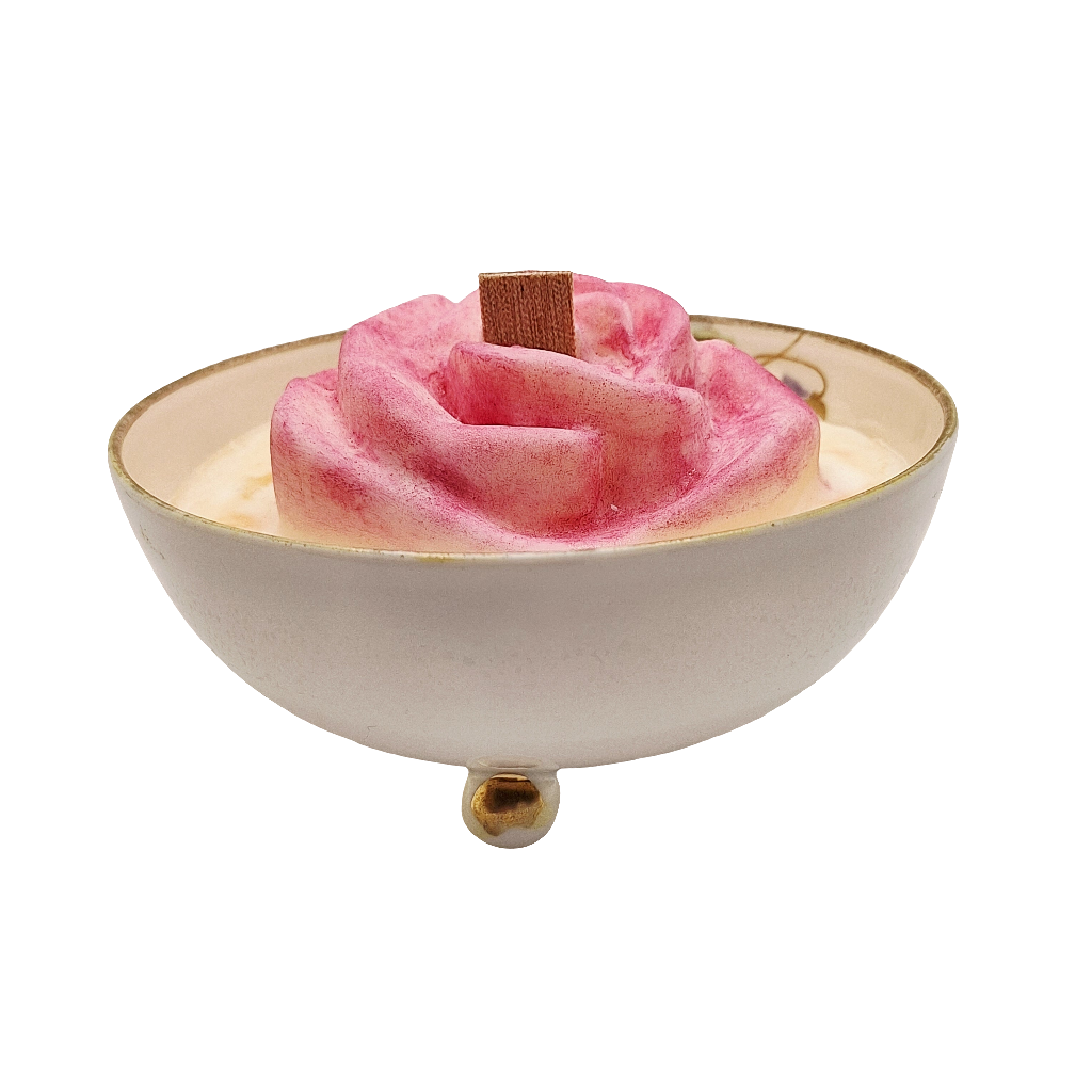 Vintage Nippon 7 oz Molded Dish Wood Wick Candle