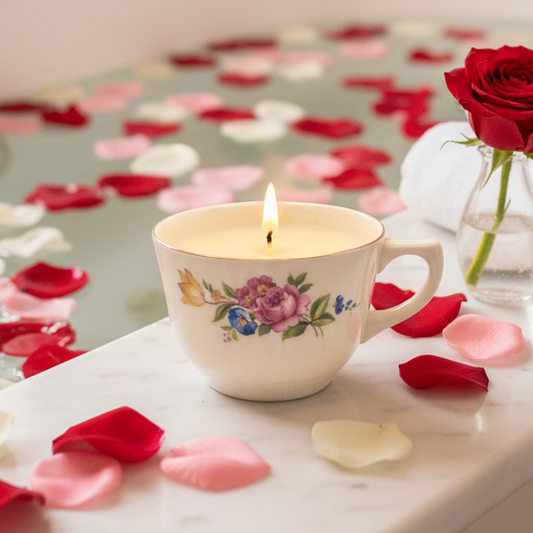 SCIO Pottery Rose Soy Wax Teacup Candle