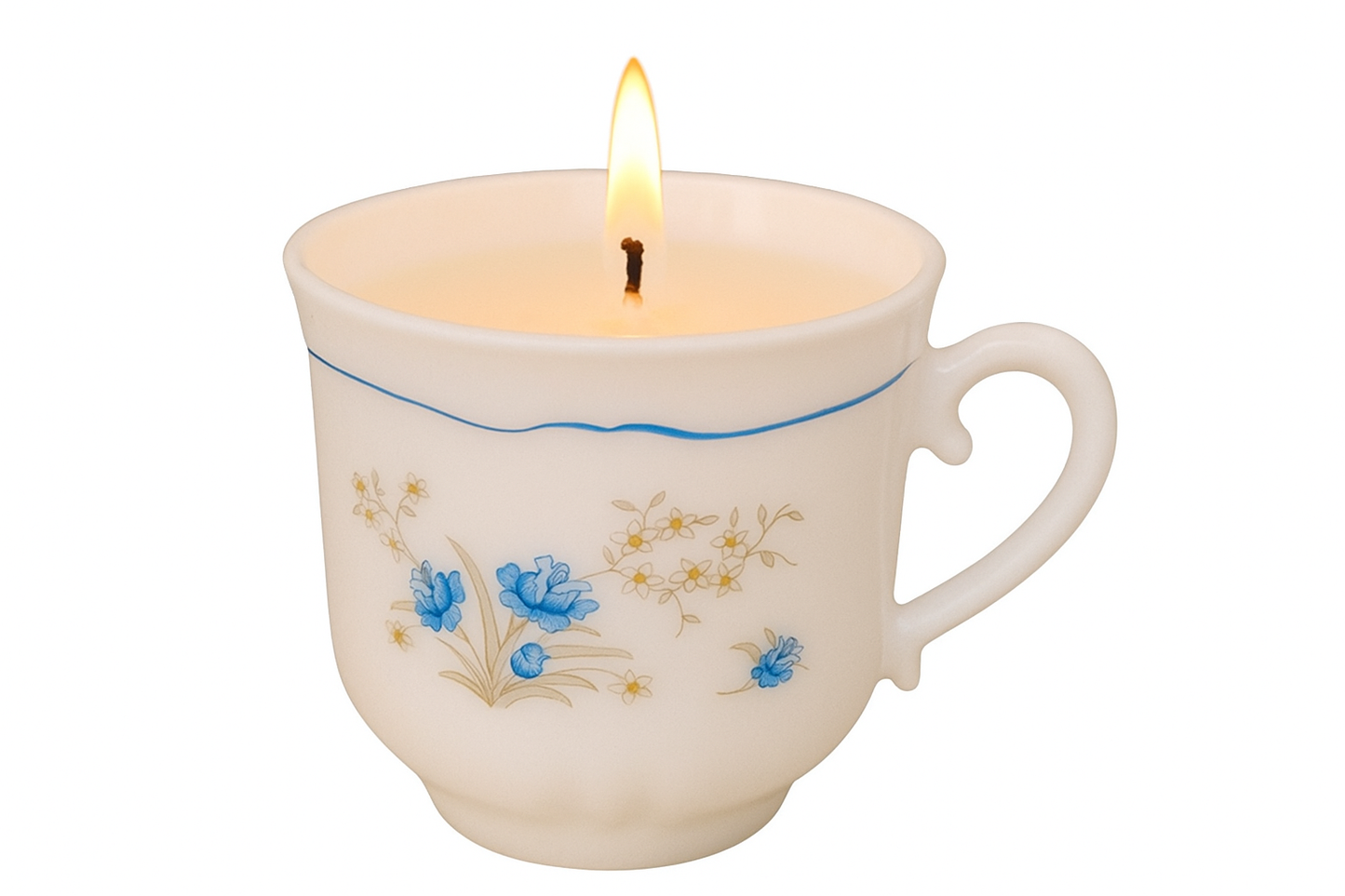 Rose Embossed Milk Glass 6 oz Teacup Candles