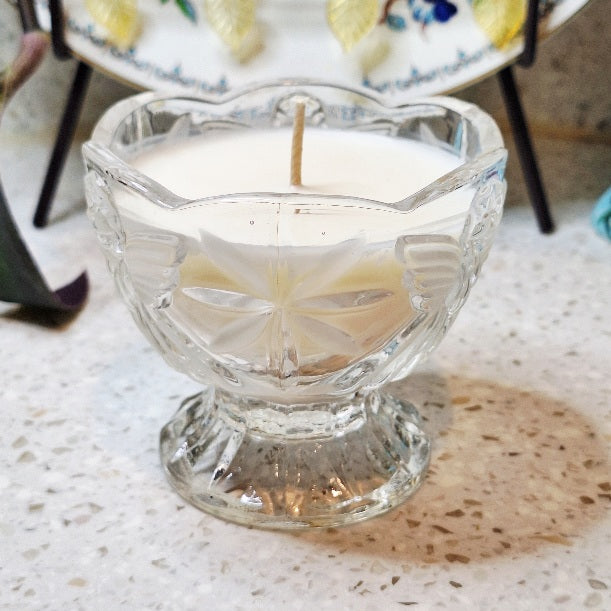 Vintage Pressed Glass Angel of Peace Pedestal Candle
