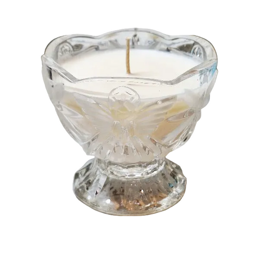 Vintage Pressed Glass Angel of Peace Pedestal Candle
