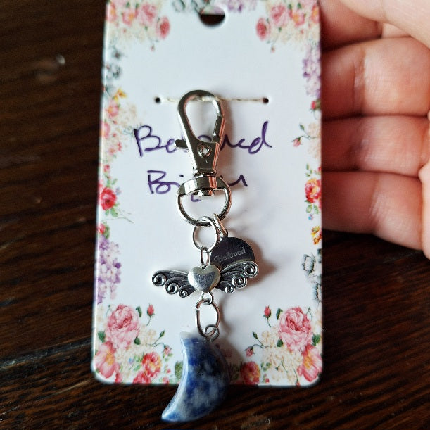 Crystal Fairy Wing Crescent Moon Charms