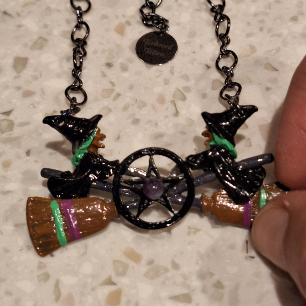 Handpainted Oz Cast Witch Pentacle Necklace
