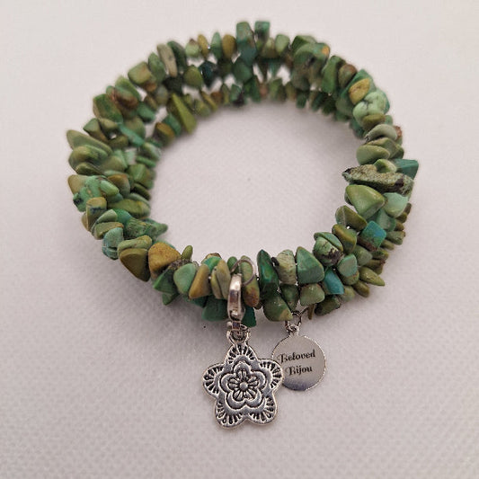 New Mexico Turquoise Chip Wrap Bracelet