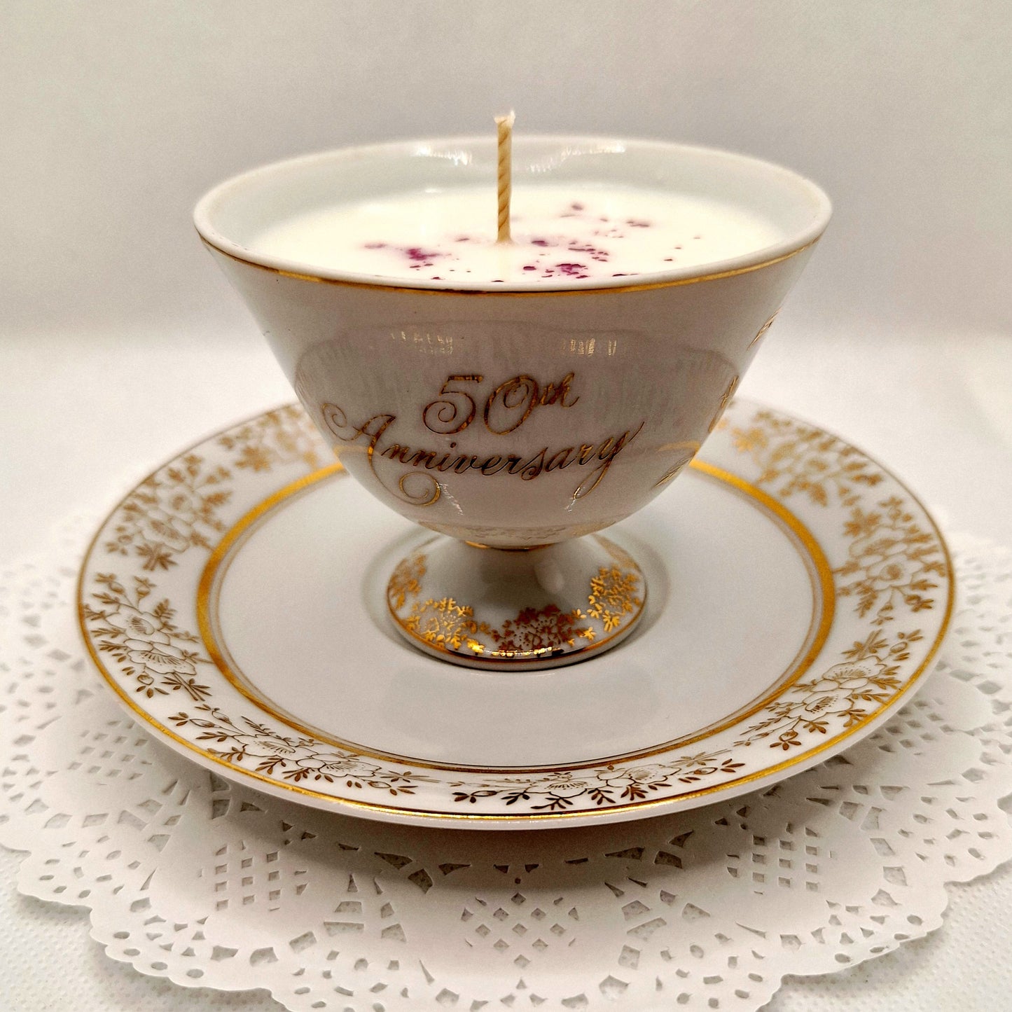 50th Anniversary Teacup and Saucer Candle