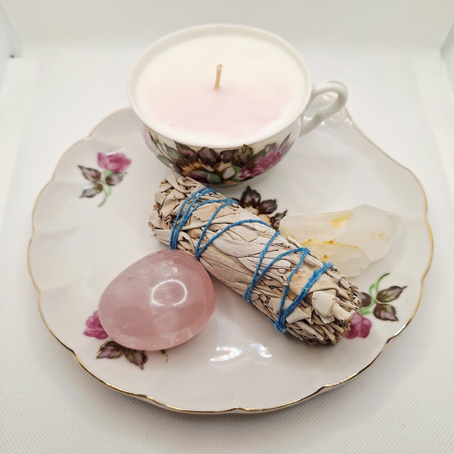 Japanese Rose 5 oz Teacup and Party Plate Candles
