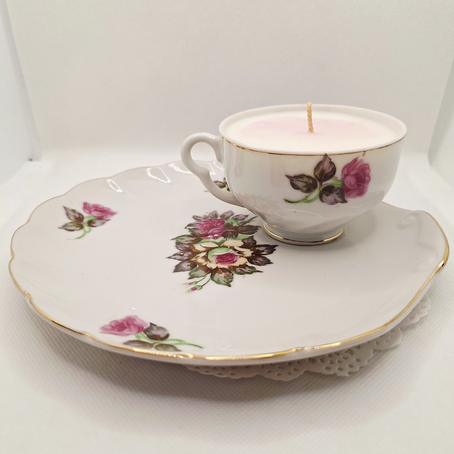 Japanese Rose 5 oz Teacup and Party Plate Candles