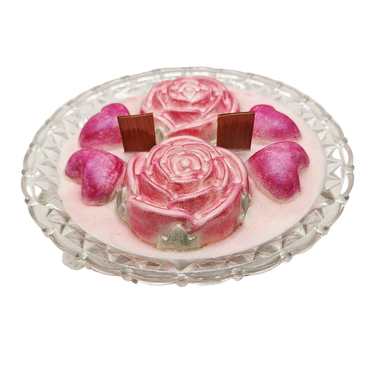 Vintage Fleur de Lis Spade and Heart Dish Candles
