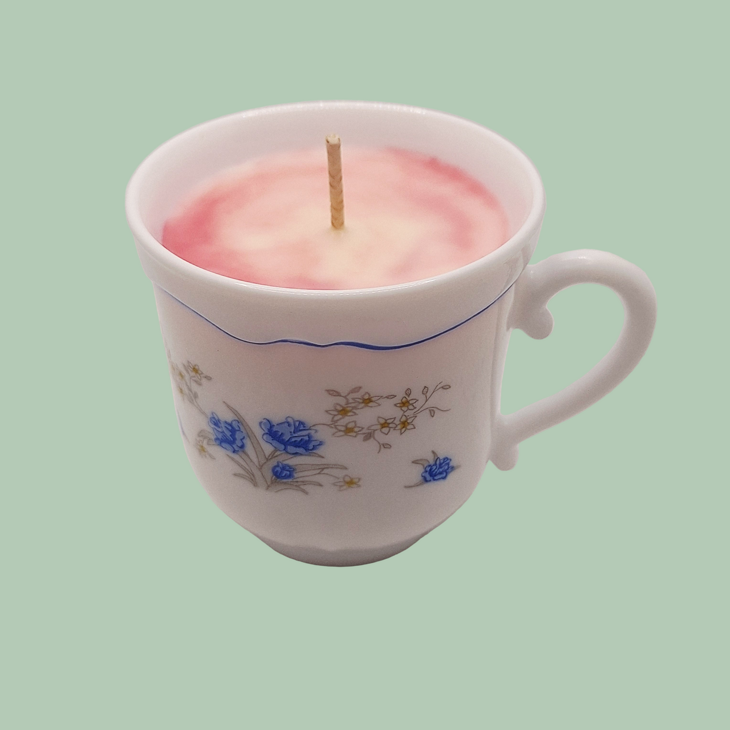 Rose Embossed Milk Glass 6 oz Teacup Candles