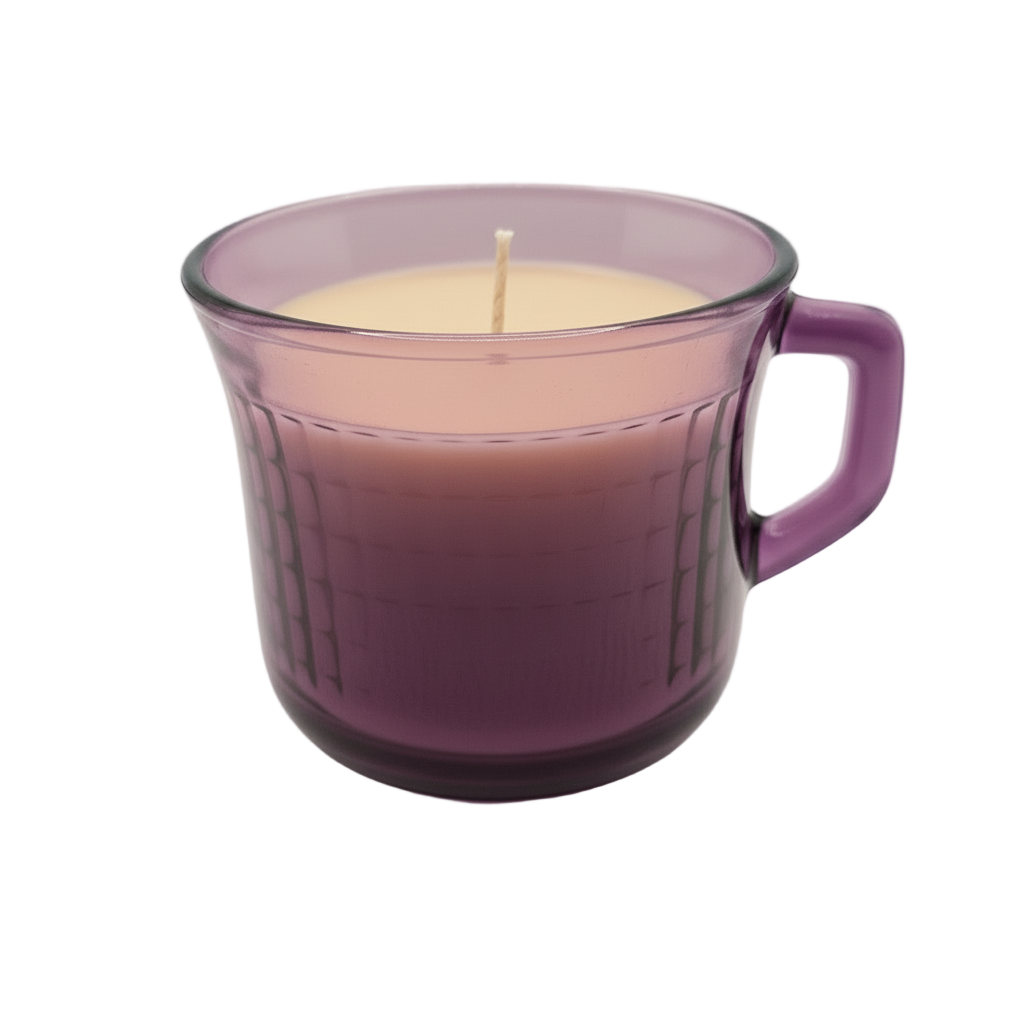 Smoky Amethyst Glass Soy Wax Teacup Candle