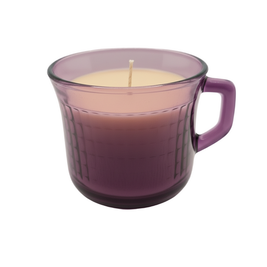 Smoky Amethyst Glass Soy Wax Teacup Candle