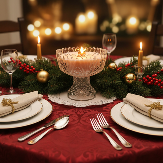 Antique Cut Glass Soy Wax Pedestal Candle