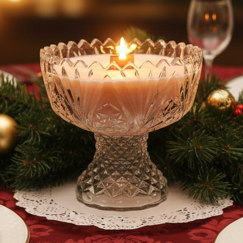 Antique Cut Glass Soy Wax Pedestal Candle
