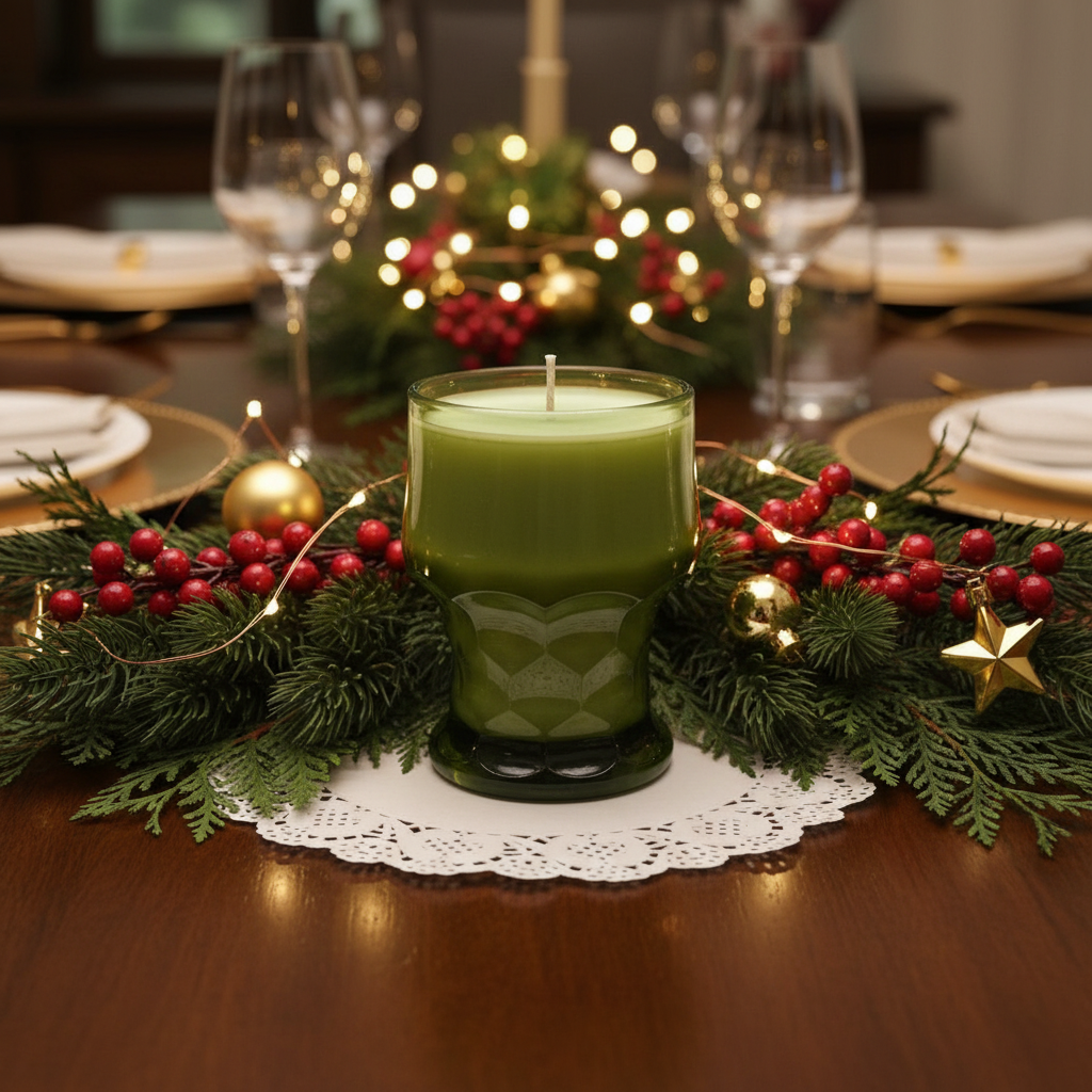 Anchor Hocking Georgian Honeycomb Avocado Green Soy Wax Candle