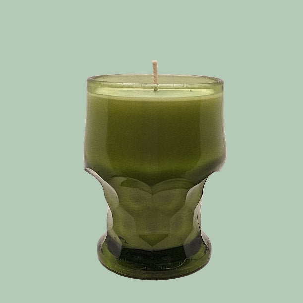 Anchor Hocking Georgian Honeycomb Avocado Green Soy Wax Candle