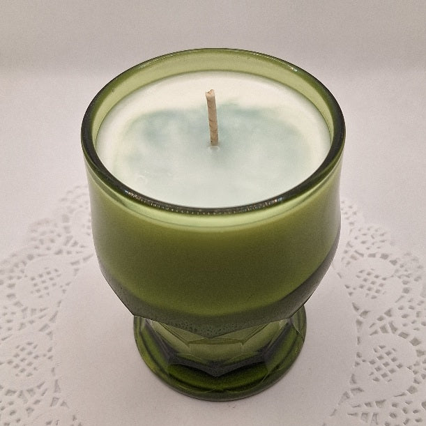 Anchor Hocking Georgian Honeycomb Avocado Green Soy Wax Candle