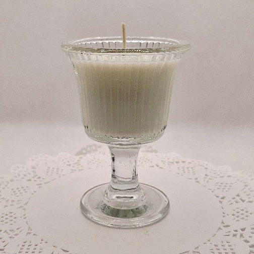 Vintage Clear Glass Soy Wax Votive Pedestal Candle