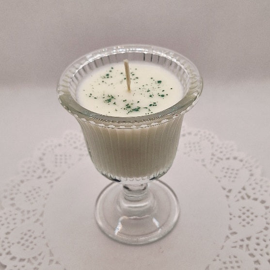 Vintage Clear Glass Soy Wax Votive Pedestal Candle