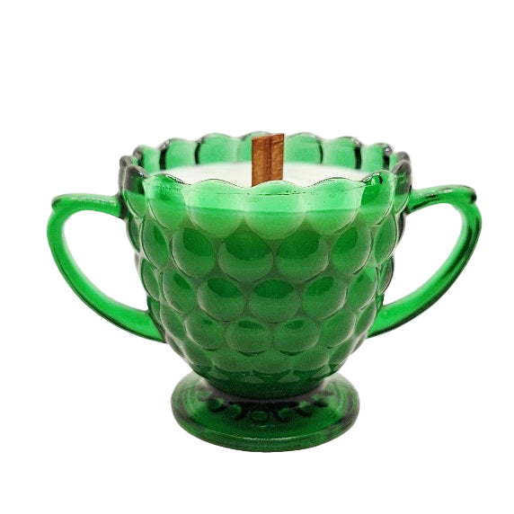 Anchor Hocking Green Bubble Wood Wick Soy Wax Candle