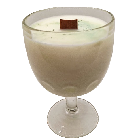 Clear Pressed Glass Thumbprint Goblet Wood Wick Soy Wax Candle