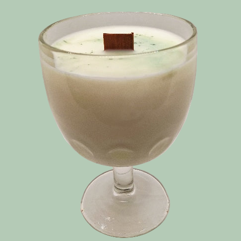 Clear Pressed Glass Thumbprint Goblet Wood Wick Soy Wax Candle