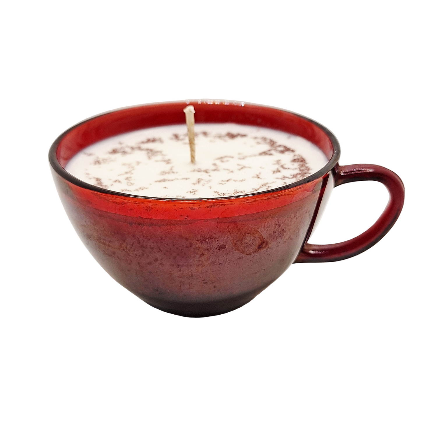 Ruby Red Glass Teacup Soy Wax Candle