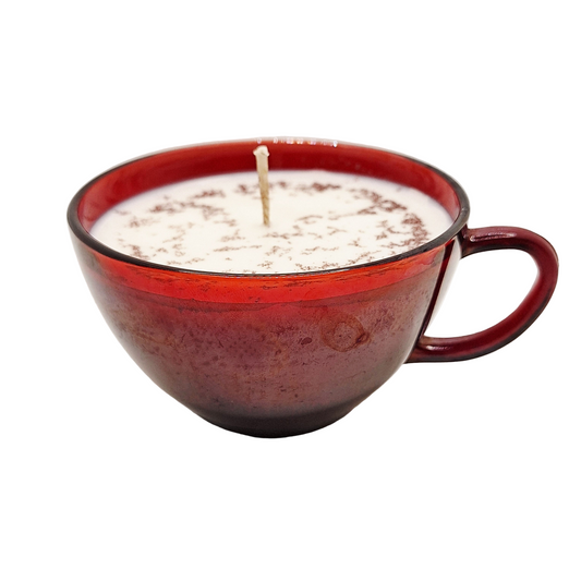 Ruby Red Glass Teacup Soy Wax Candle