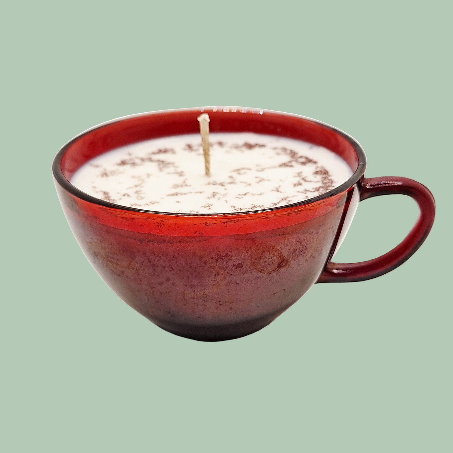 Ruby Red Glass Teacup Soy Wax Candle