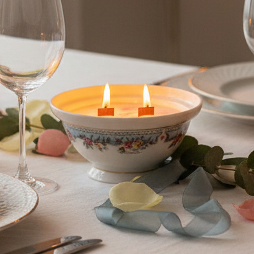 Chinese Porcelain Ramen Bowl Soy Wax Candle