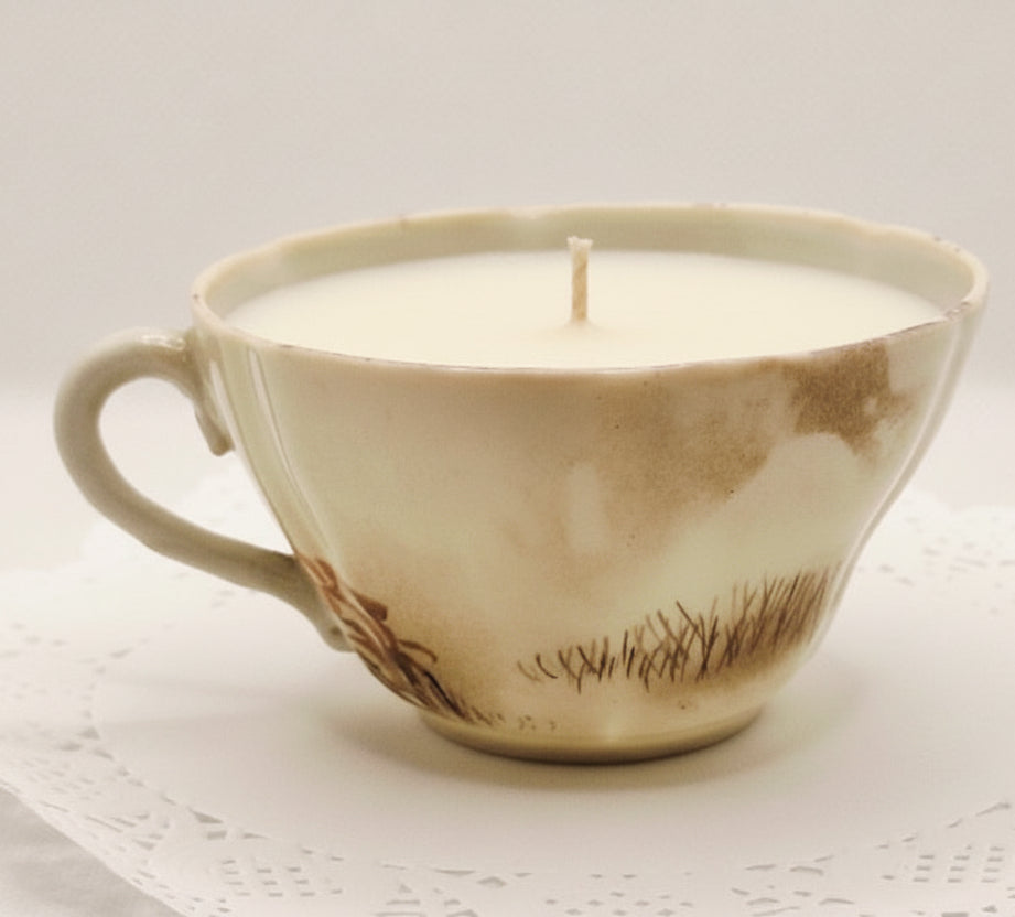 Handpainted Japanese Bird Teacup Candle