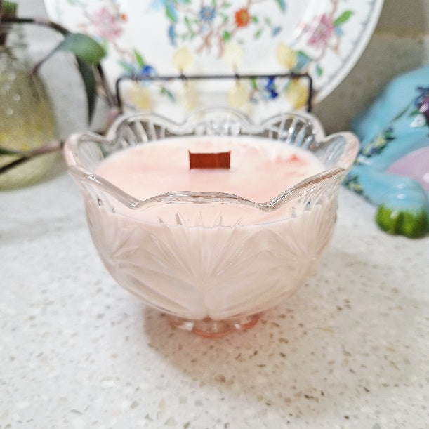 Vintage Pressed Glass 11 oz Tropical Tangerine Soy Wax Candle
