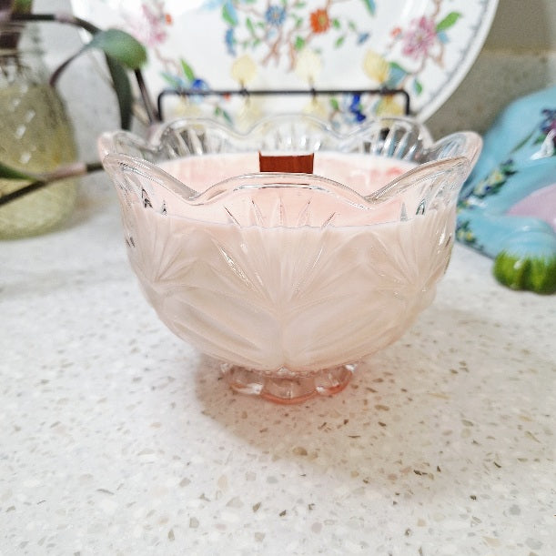 Vintage Pressed Glass 11 oz Tropical Tangerine Soy Wax Candle