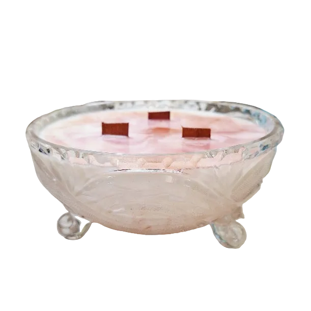 Vintage Pressed Glass 18 oz Hibiscus Soy Wax Candle
